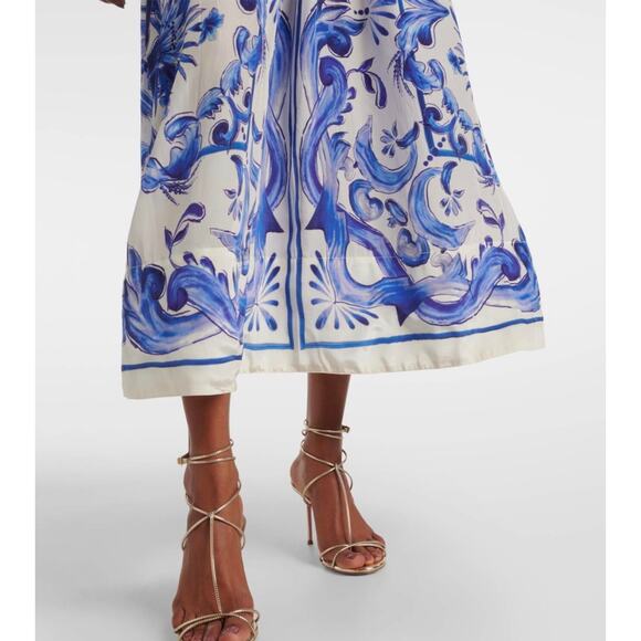 New! Farm Rio Women's Garden Tiles Cutout Blue and White Maxi Dress Size XL #37 - Picture 4 of 6